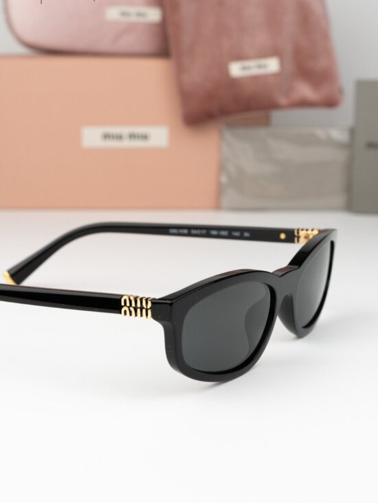 Miu Miu Women Sunglasses Black Grey Rectangle MUA06S 16K08Z NEW AUTHENTIC main image 9